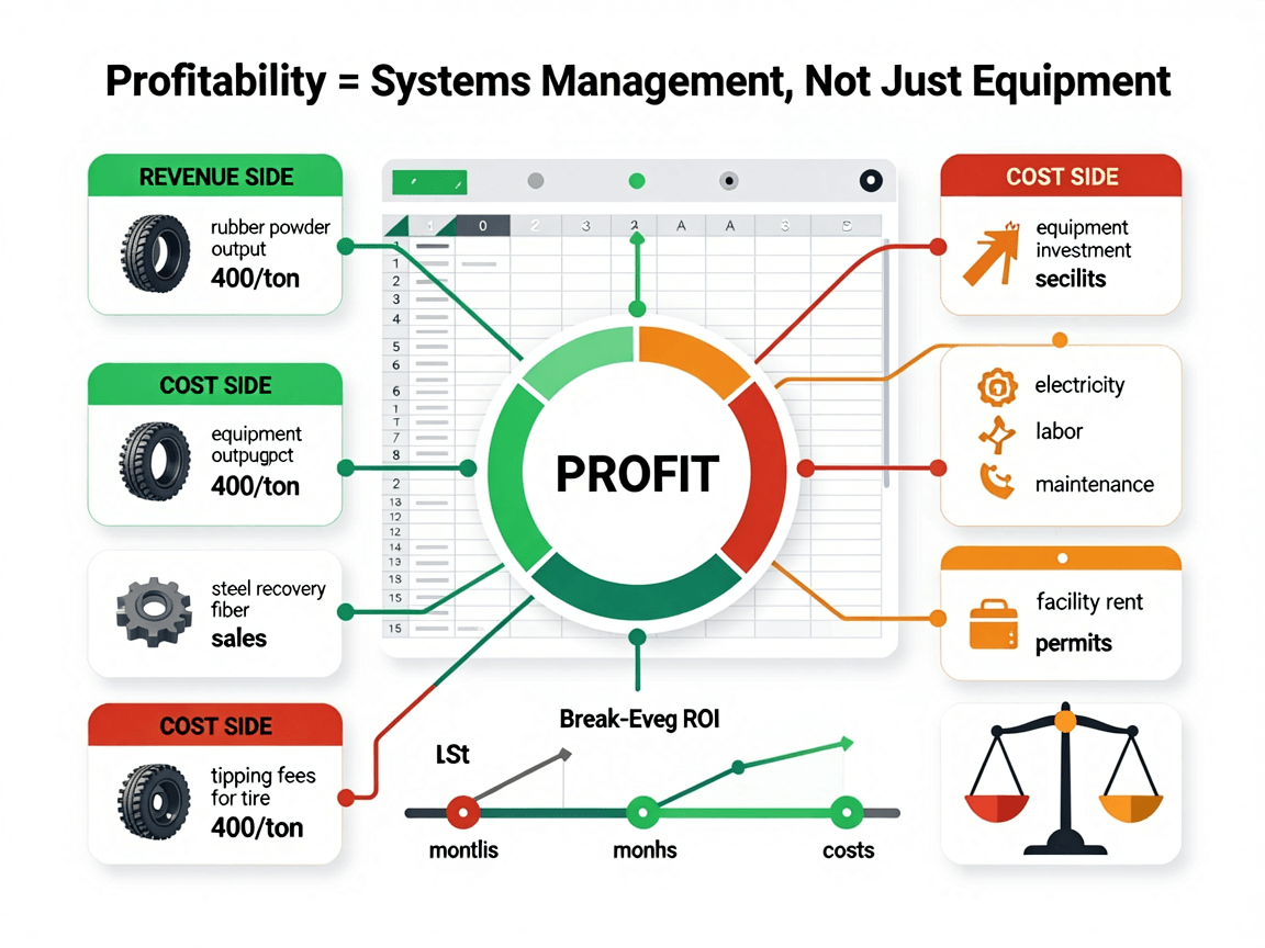 Tire recycling business profitability factors Tire recycling profit analysis