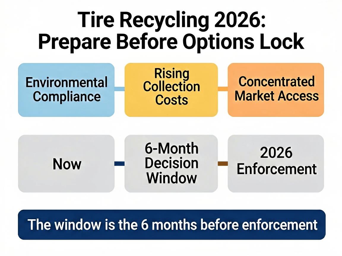Tire recycling policy transition 2026 Policy enforcement timeline creates asymmetric decision risk